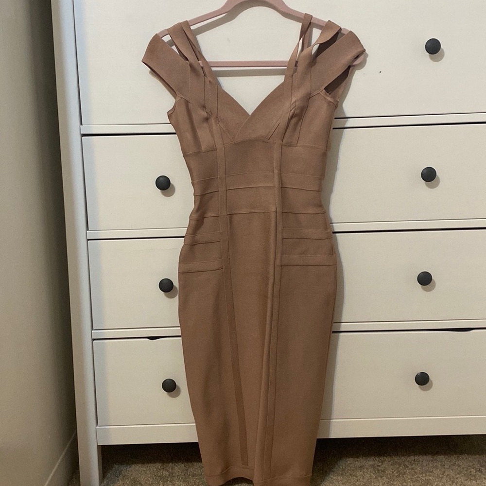 House of Cb off shoulder bandage dress